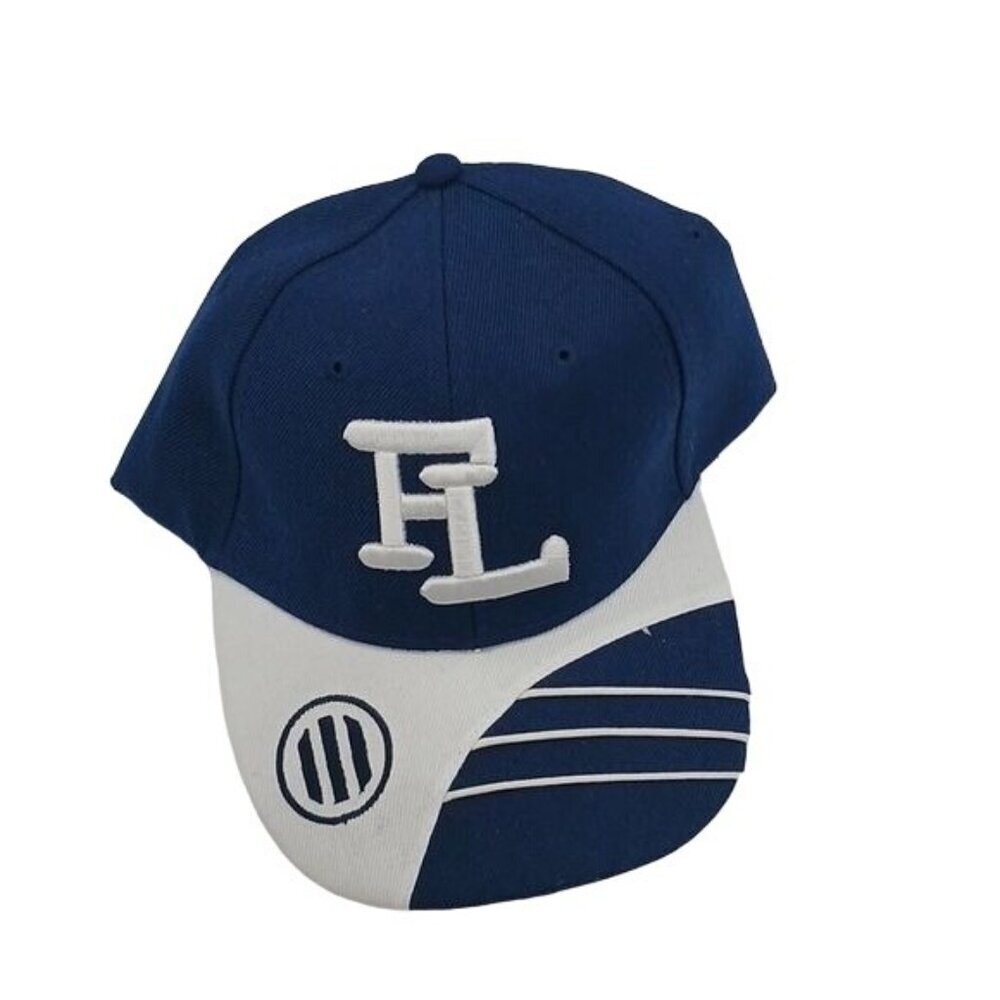 Blue White Baseball Cap FL Logo Flat Bill Snapback Adjustable Hat Unisex